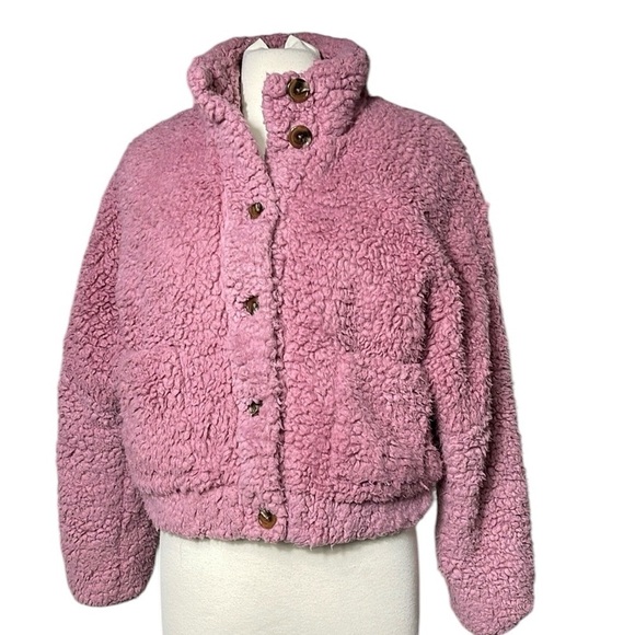 Tularosa Oversized Teddy Bomber Jacket‎ Quilted lining SZ S Pink - Picture 4 of 10